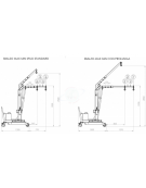 Carrello gru manuale girevole idraulica zavorrata Ruote (2 fisse, 2 girevoli con freno), portata Kg 200, sbraccio fino a cm 127