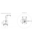 Carrello gru manuale girevole idraulica zavorrata Ruote (2 fisse, 2 girevoli con freno), portata Kg 200, sbraccio fino a cm 127