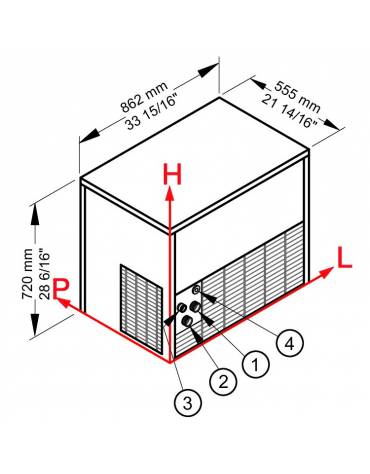 Fabbricatore produttore di ghiaccio a cubetti pieni 24Kg/24h