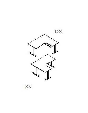 Scrivania Workstation a L per ufficio con gambe a cavalletto  cm. 180/180x80/60x72h