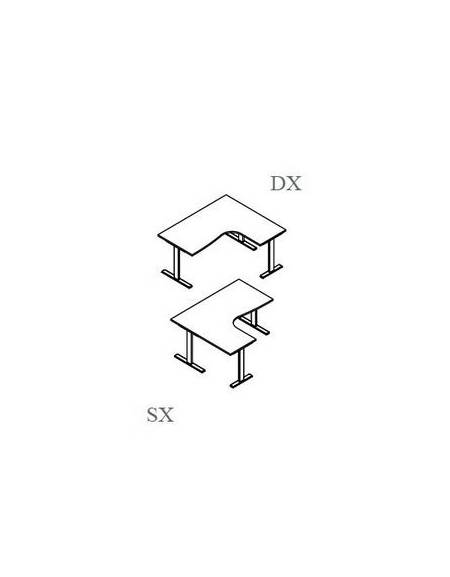 Scrivania Workstation a L per ufficio con gambe a cavalletto  cm. 180/180x80/60x72h