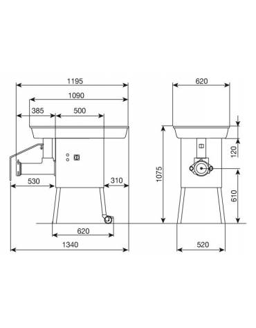 Tritacarne industriale da pavimento Bocca 42 - Motore 7 Hp