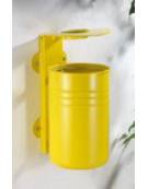 Cestino portarifiuti fissaggio a muro con lamiera liscia, in acciaio zincato e verniciato, con posacenere - cm 42,5x37x71h