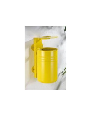 Cestino portarifiuti fissaggio a muro con lamiera liscia, in acciaio zincato e verniciato, con posacenere - cm 42,5x37x71h