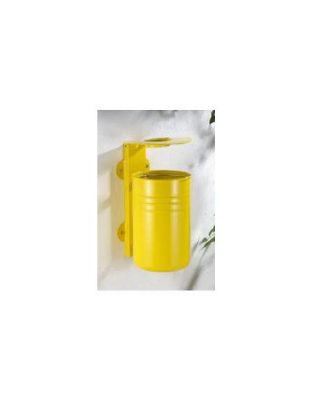 Cestino portarifiuti fissaggio a muro con lamiera liscia, in acciaio zincato e verniciato, con posacenere - cm 42,5x37x71h