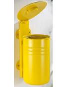 Cestino portarifiuti fissaggio a muro con lamiera liscia, in acciaio zincato e verniciato, con posacenere - cm 42,5x37x71h