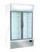 Vetrina 2 ante battenti per bibite e bevande con opalina pubblicitaria - refrigerazione ventilata +1°/+10°C - cm 120x79,2x200h