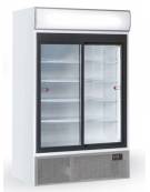 Vetrina 2 ante scorrevoli per bibite e bevande con opalina pubblicitaria - refrigerazione ventilata +1°/+10°C - cm 120x74,2x200h