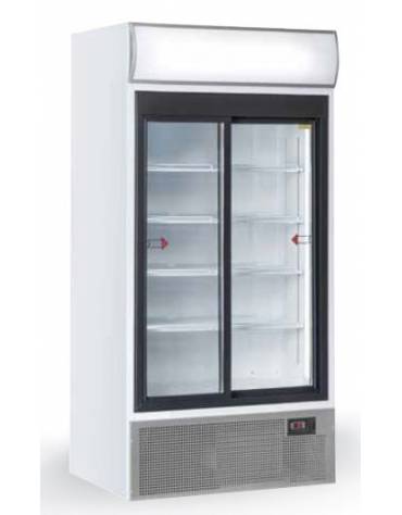 Frigo vetrina ventilato per bevande con 2 porte scorrevoli - temperatura +1°C/+10°C - Classe F - Cm 100x74,2x200h
