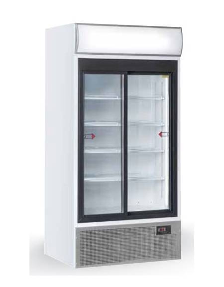 Frigo vetrina ventilato per bevande con 2 porte scorrevoli - temperatura +1°C/+10°C - Classe F - Cm 100x74,2x200h