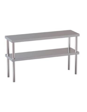 Sovrastruttura inox a 2 piani per appoggio su tavoli cm 200x30x60h