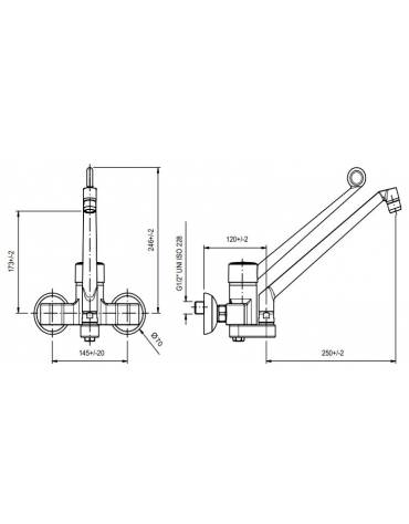 Miscelatore biforo con leva in plastica cm. 30 e canna cm.30