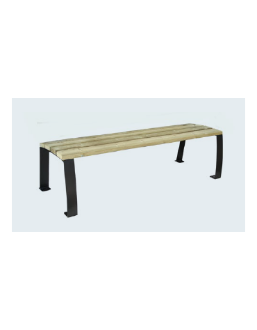 Panchina senza schienale, seduta in legno di pino e struttura in acciaio - cm 180x56,2x47h