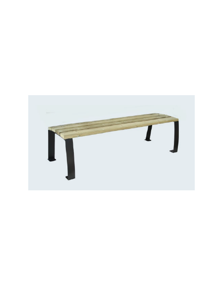Panchina senza schienale, seduta in legno di pino e struttura in acciaio - cm 180x56,2x47h