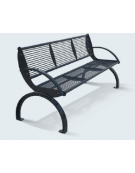 Panchina con schienale e braccioli. Realizzata in acciaio zincato e verniciato. Da tassellare - cm 169,6x59x83h