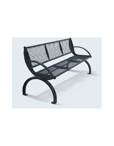 Panchina con schienale e braccioli. Realizzata in acciaio zincato e verniciato. Da tassellare - cm 169,6x59x83h