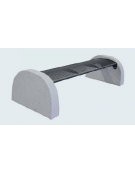 Panchina senza schienale, seduta in acciaio zincato e verniciato. Supporti laterali in cemento - cm 187,2x73,5x46,5h