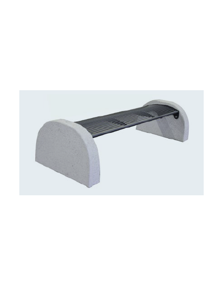 Panchina senza schienale Tauri C., seduta in acciaio zincato e verniciato. Supporti laterali in cemento - cm 186,3x73x42,4h