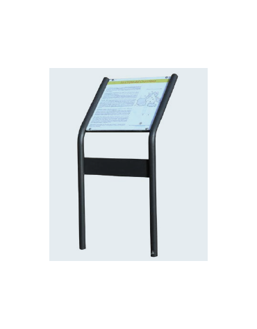 Leggio per esposizione realizzato in acciaio zincato e verniciato, con targa inferiore - Da tassellare - cm 49,6x60x100h