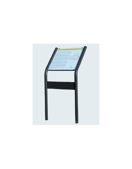 Leggio per esposizione realizzato in acciaio zincato e verniciato, con targa inferiore - Da tassellare - cm 49,6x60x100h