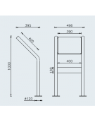 Leggio per esposizione realizzato in acciaio zincato e verniciato, con targa inferiore - cm 49,6x60x100h