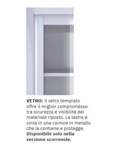 ARMADIO METALLICO CON ANTE SCORREVOLI IN VETRO TEMPERATO CON SERRATURA - cm 150x60x200h