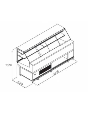 Bancone pasticceria ventilato a vetrina orizzontale da cm 164,3