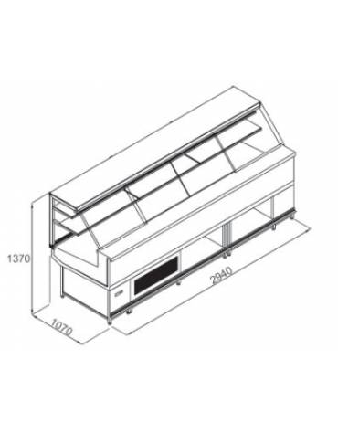 Bancone pasticceria ventilato a vetrina orizzontale da cm 164,3