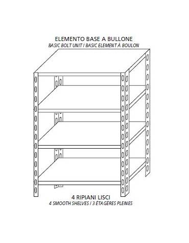 Scaffalatura inox a bulloni cm. 160x40x200h