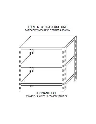 Scaffalatura acciaio inox a bulloni cm 80x50x150h