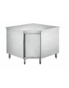 Tavolo mobile armadiato inox angolare 90° con anta a battente - cm 90X90X70X85/90H