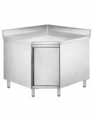 Tavolo mobile armadiato inox angolare 90° con anta a battente - cm 90X90X70X85/90H