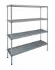Scaffale con montanti in alluminio e 4 ripiani in polietilene per cella frigorifera o magazzino cm 140x40x200h