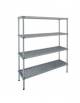 Scaffale con montanti in alluminio e 4 ripiani in polietilene per cella frigorifera o magazzino cm 100x30x180h
