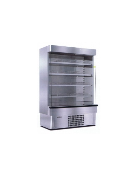 Espositore murale INOX refrigerato da cm. 188,5-SALUMI/FORMAGGI