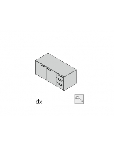 Mobile di servizio monofacciale 3 cassetti e 2 ante special