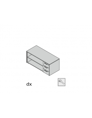 Mobile servizio monofacciale 3 cassetti e vano a giorno special