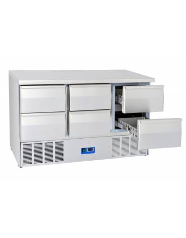 Saladette refrigerata GN1/1 in acciaio inox con 6 cassetti, refrigerazione statica 0°/+8°C - Classe D - cm 136,5x70x88h