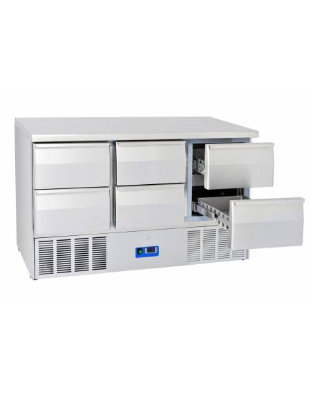 Saladette refrigerata GN1/1 in acciaio inox con 6 cassetti, refrigerazione statica 0°/+8°C - Classe D - cm 136,5x70x88h
