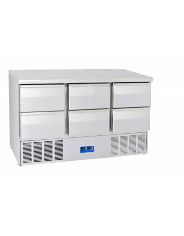 Saladette refrigerata in acciaio inox , con 3 porte, + 2° + 8°C - lt 570 - mm 1365×700×850h