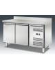 Banco refrigerato ventilato 2 sportelli in Acciaio Inox Aisi 304 - con alzatina -18° -22° C - Classe E - cm 136x70x950h