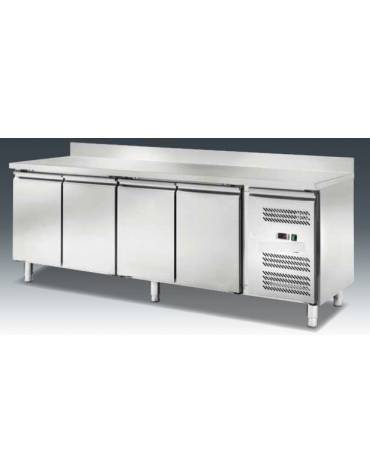 Banco refrigerato ventilato 4 sportelli in Acciaio Inox Aisi 304 - con alzatina -18° -22° C - Classe E - cm 223x70x950h