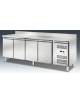 Banco refrigerato ventilato 4 sportelli in Acciaio Inox Aisi 304 - con alzatina -18° -22° C - Classe E - cm 223x70x95h