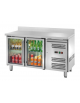 Tavolo refrigerato con alzatina 2 Porte a vetro - Refrigerazione ventilata -2° +8°C - Classe energetica B - cm. 136x70x95h