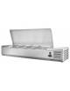 Vetrinetta refrigerata per pizzeria, con coperchio in acciaio inox- CAPACITÀ 3xGN1/3 + 1xGN1/2 - cm 120x39,5x28/61h