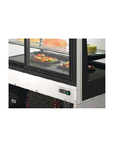 Espositore vetrina refrigerata pasticceria in acciaio inox, plastica e vetro - refrigerazione ventilata +2+10°C - cm 65x80,5x144