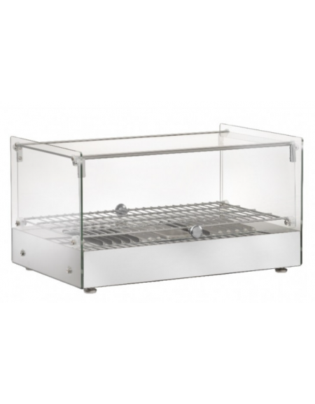 Vetrina riscaldata inox con 1 piani - con vaschetta per umidità - Potenza 800W - mm 554x361x311h Vetrina riscaldata inox con 1 piani - con vaschetta per umidità - Potenza 800W - mm 554x361x311h