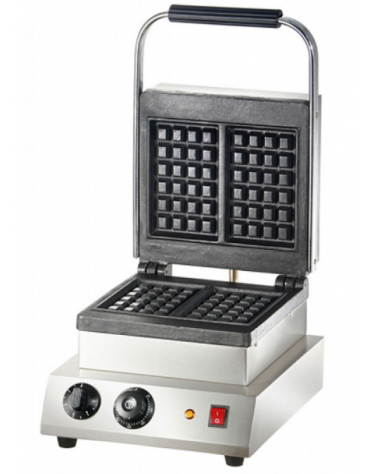 Piastra singola per waffle in ghisa - con avvisatore acustico temporizzabile - potenza 2200 W - mm 300x450x250h