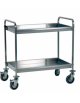 Carrello di servizio raccolta differenziata con 2 ripiani inox asportabili 18/10 a vasca, tubo quadro - cm 110x57x90h