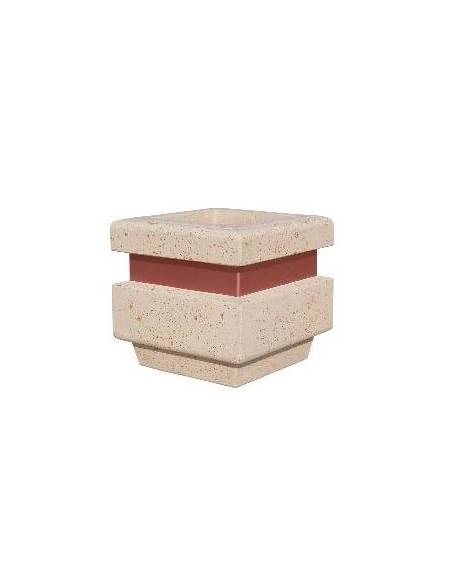 Fioriera quadrata in cemento calcestruzzo per esterno cm 60x60x65h - Colore bianco travertino